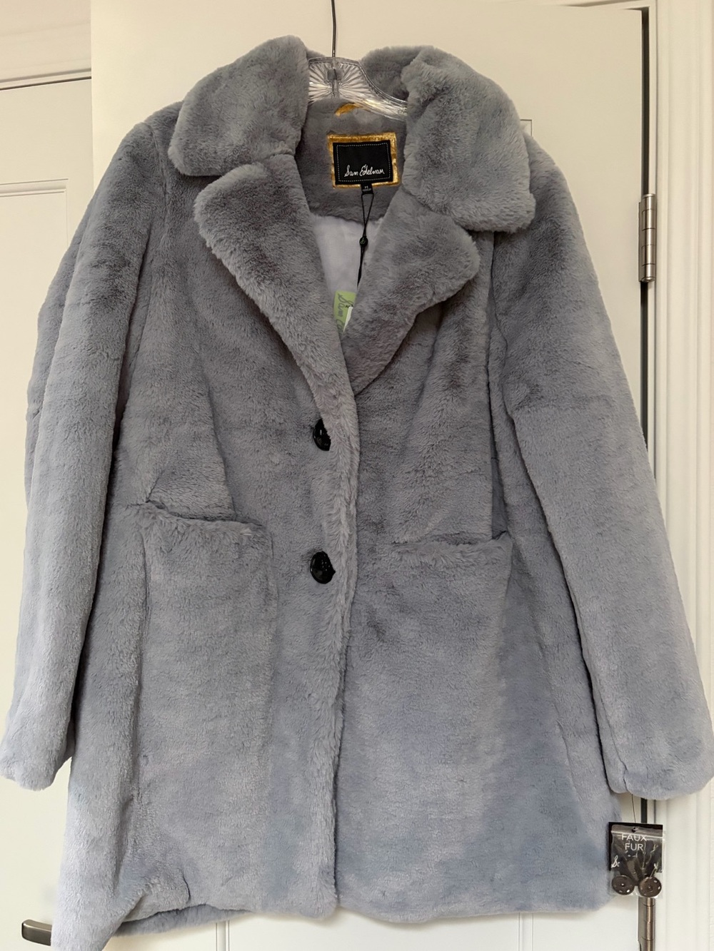 Sam Edelman Dusty Blue/ Grey Faux Fur Coat